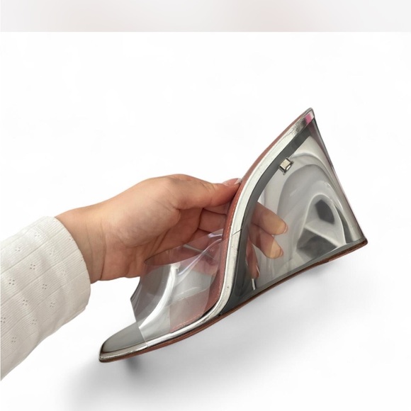 Amina Muaddi Silver and Brown Wedges - Picture 3 of 7